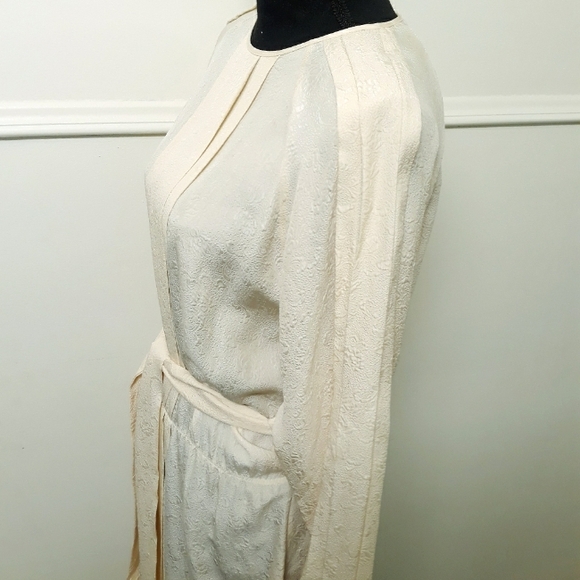 Vintage St. Pierre Ltd. Pleated Silk Shift Dress Size 6 Cream - Picture 9 of 15